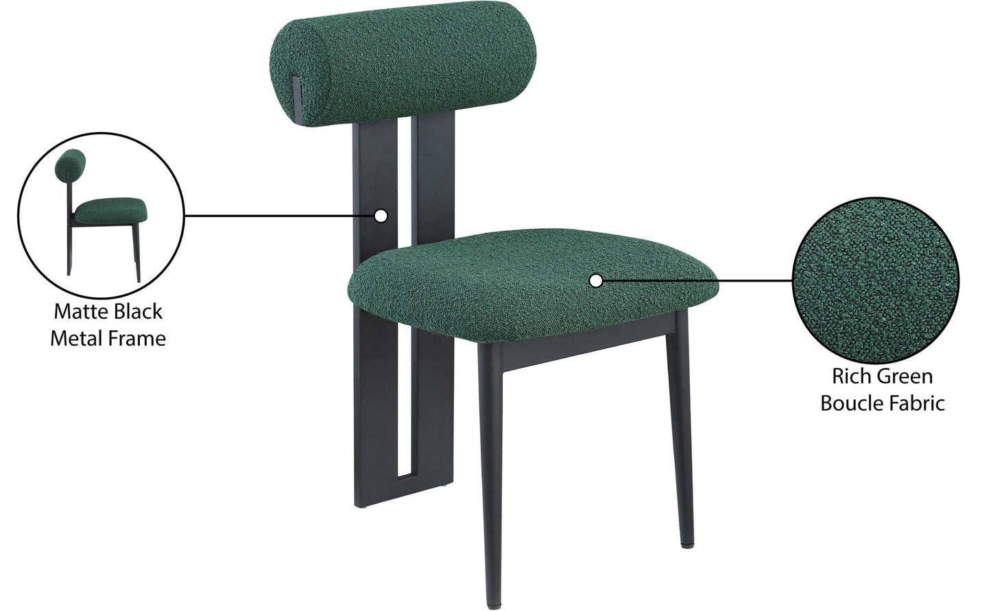 Dario - Boucle Dining Chair With Black Frame (Set of 2)
