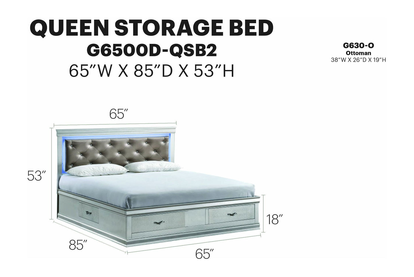 Glory Furniture - Lorana - Storage Bed