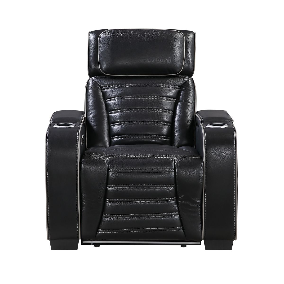 Cyber Power Reclining Chair with Power Headrest, Cup holder, Storage Arms(Top and Side), Air Massage, Heat, LED Lighting and Charging Ports