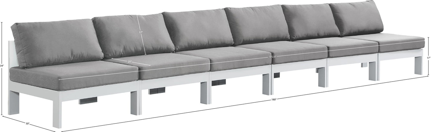 Nizuc - Outdoor Patio 6 Seat Armless Modular Sofa With White Frame