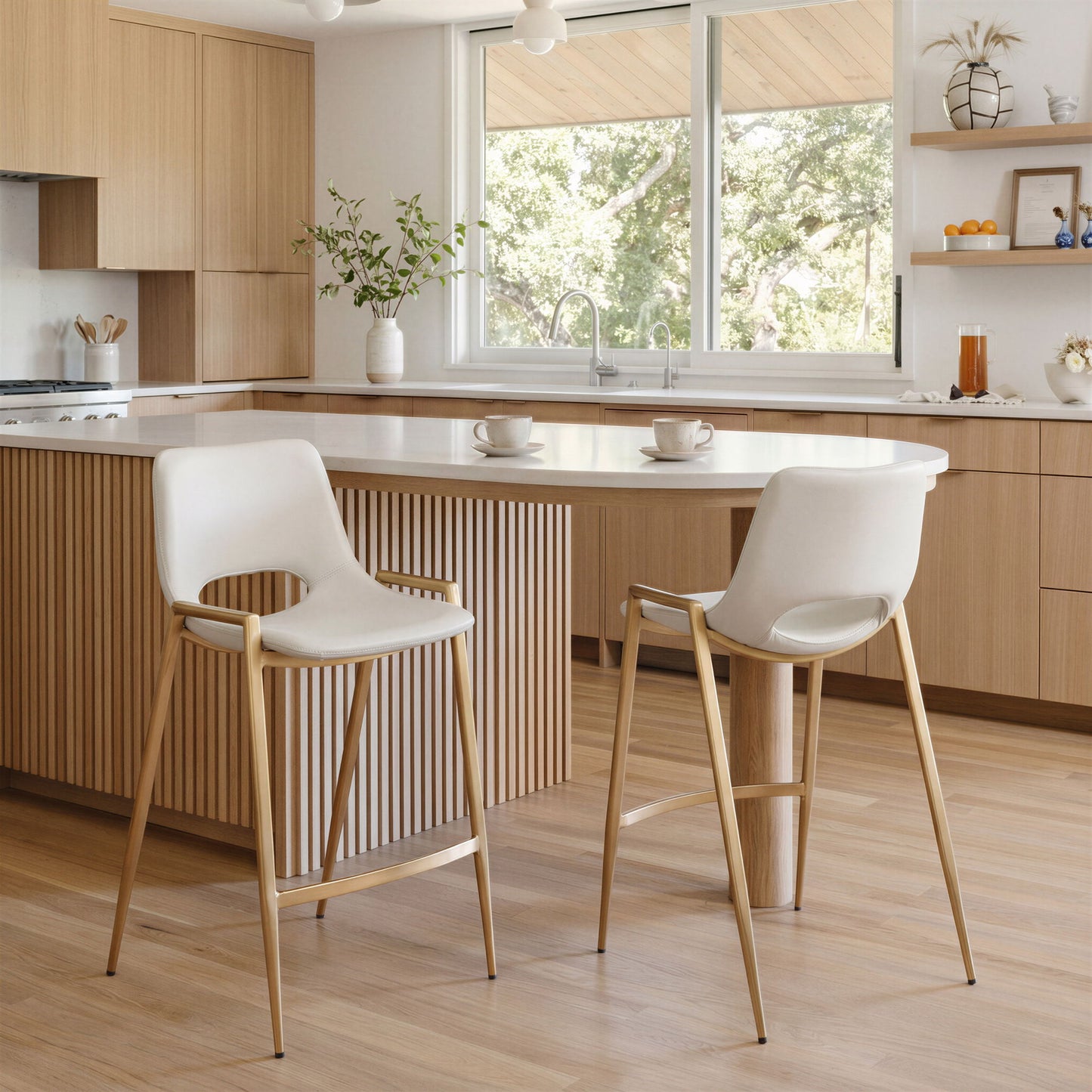 Desi - Counter Stool With Gold Legs (Set of 2)