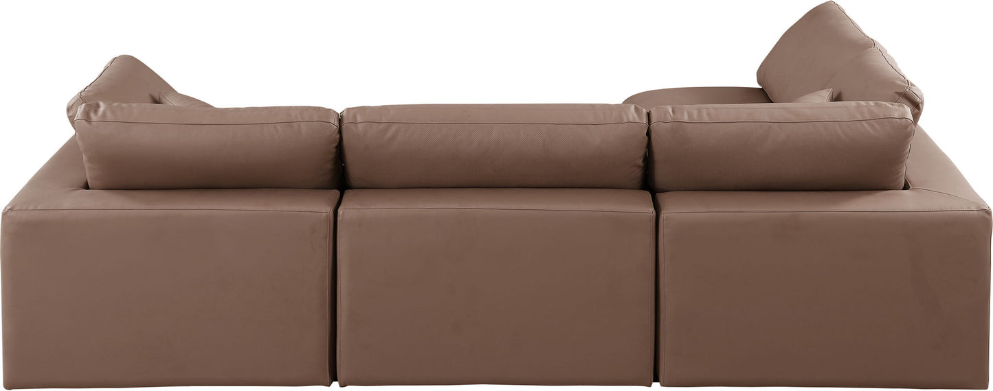 Comfy - 4 Piece Faux Leather Modular Armless Sectional