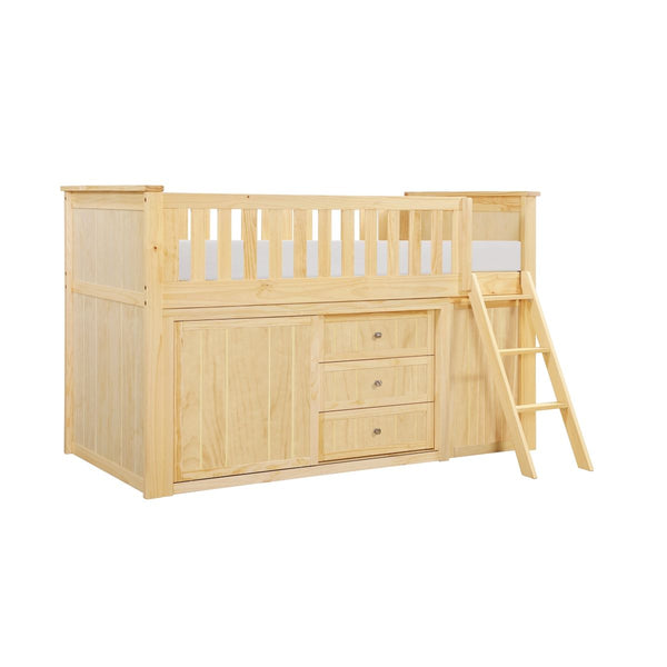 Bartly Low Loft Bunk with Bookcase and Dresser