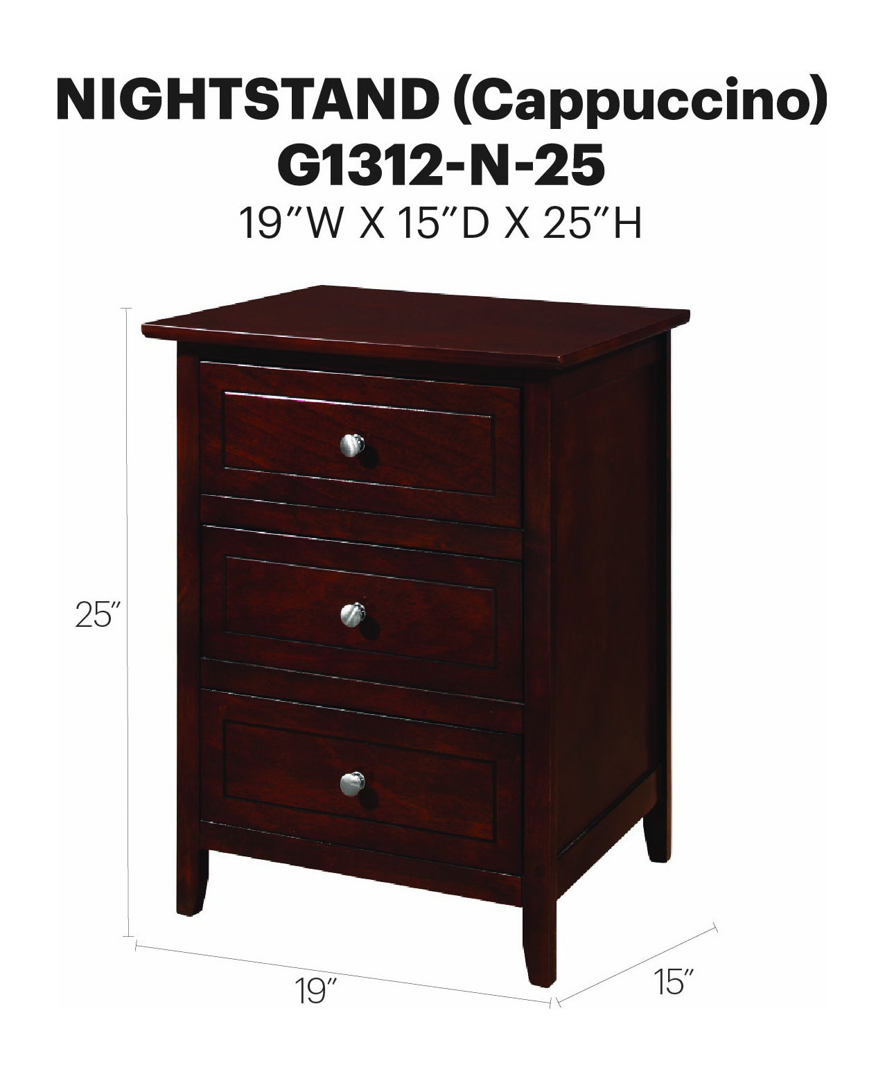 Glory Furniture - Daniel - 3 Drawer Nightstand