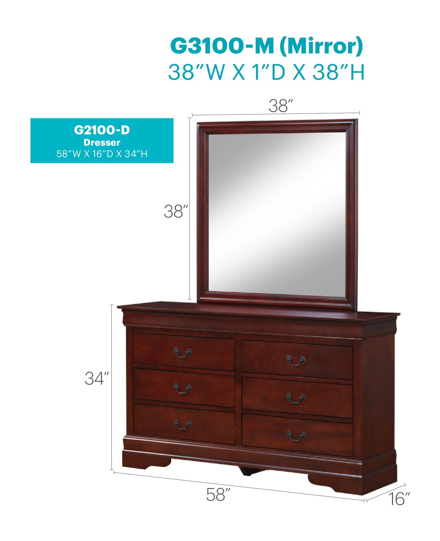 Glory Furniture - Louis Phillipe - Wooden Dresser