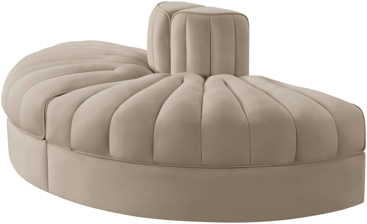 Rummi - Velvet Performance Fabric Upholstered 2 Piece  Rounded Modular Loveseat