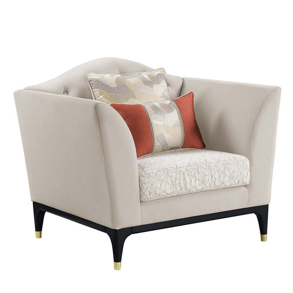 Tayden - Chair With 2 Pillows - Beige Velvet