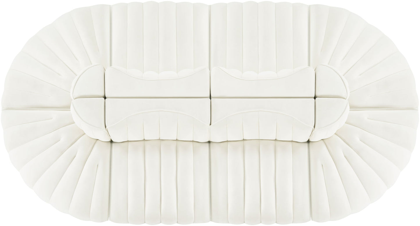 Rummi - Oval Velvet Performance Fabric Upholstered 8 Piece Modular Sectional