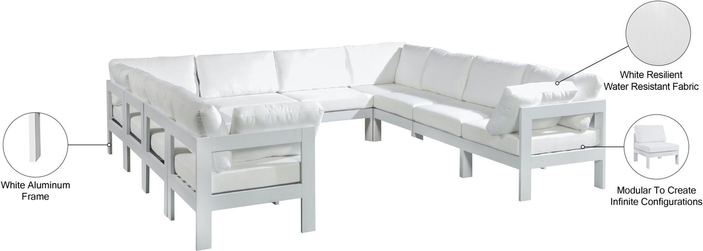 Nizuc - Outdoor Patio 10 Piece Modular Sectional With White Frame