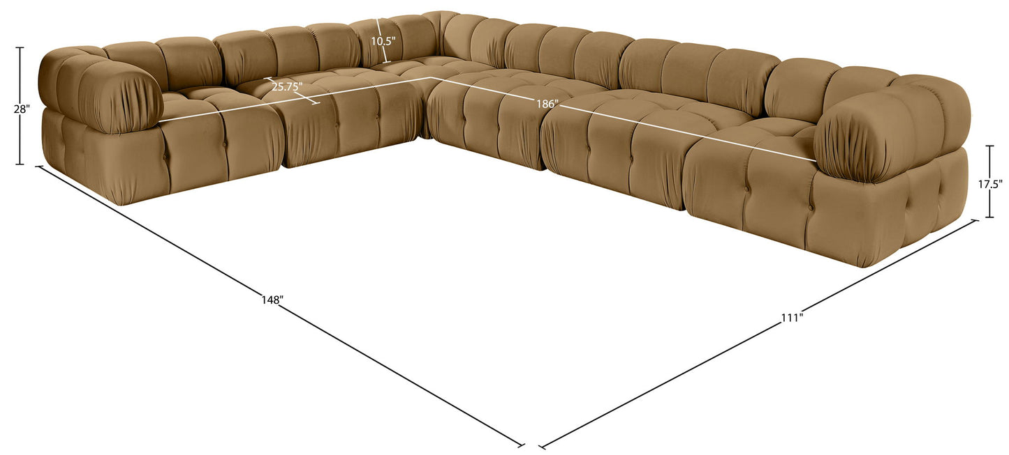 Orin - L-Shaped Velvet 6 Piece Modular Sectional