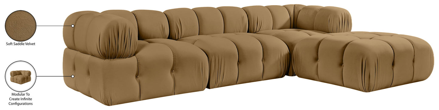 Orin - Velvet 4 Piece Modular Sectional With Chaise