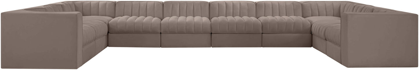Rummi - Velvet Performance Fabric Upholstered 10 Piece Modular Sectional