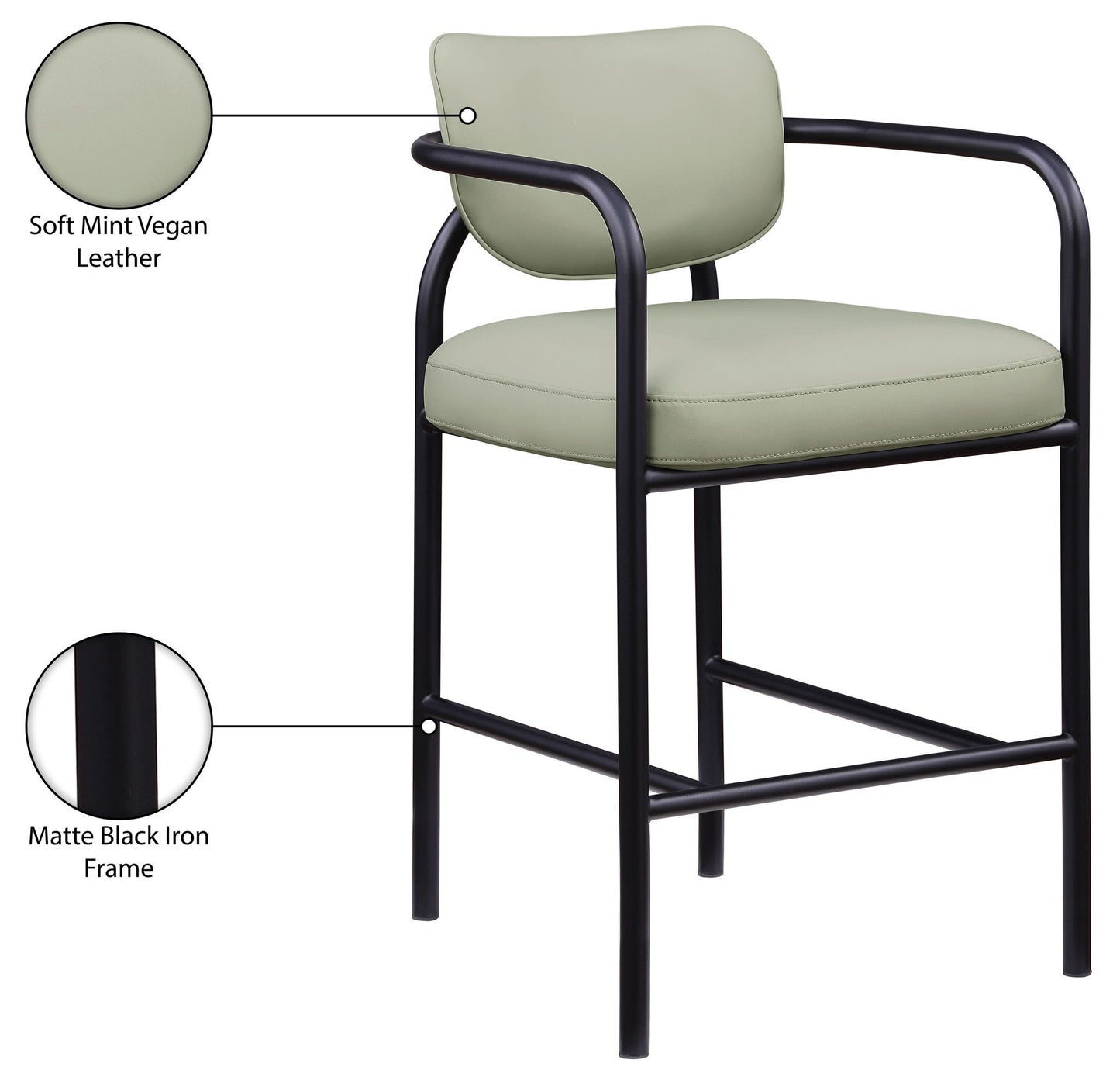 Serava - Vegan Leather Upholstered Bar Stool