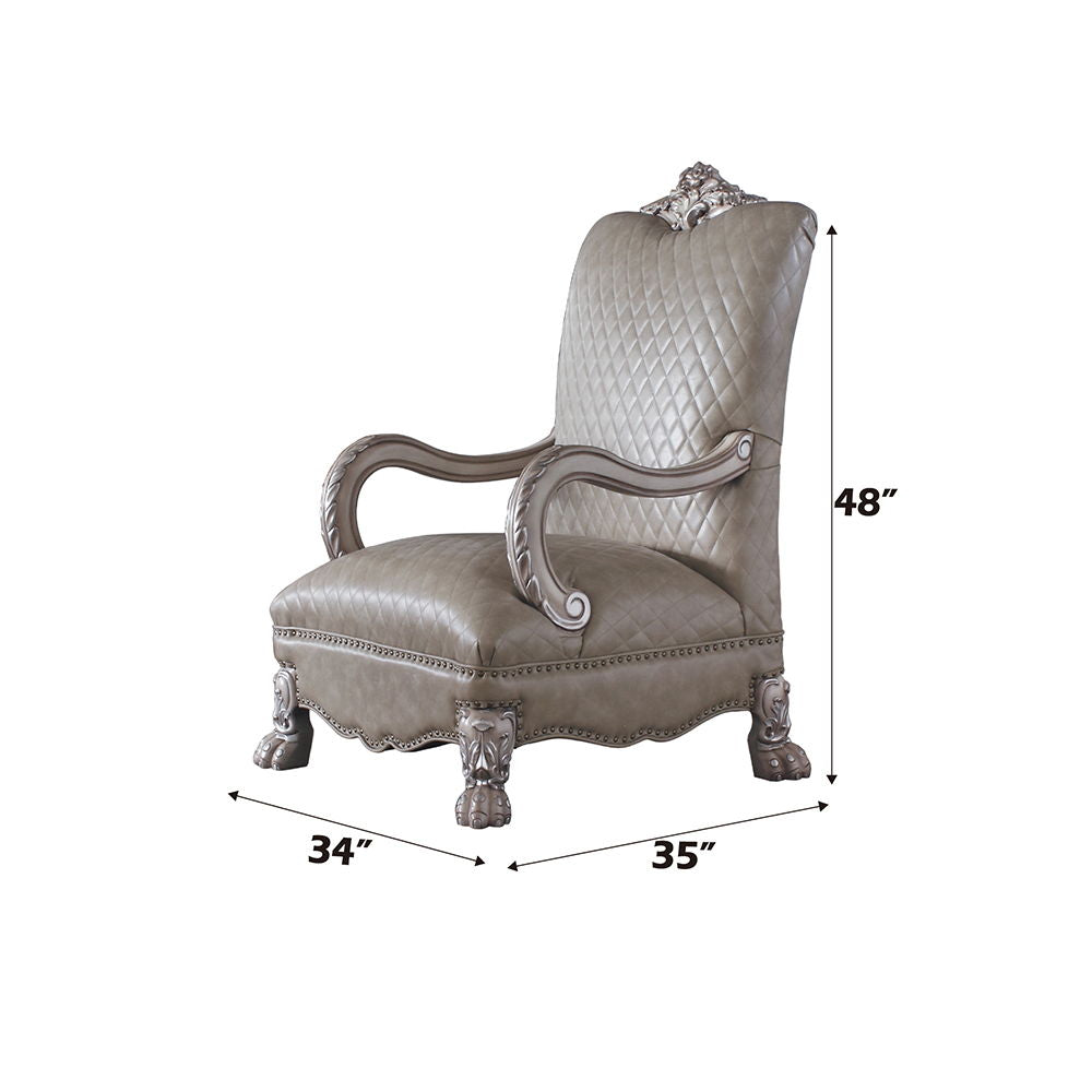Dresden - Chair With Pillow - Synthetic Leather & Vintage Bone White