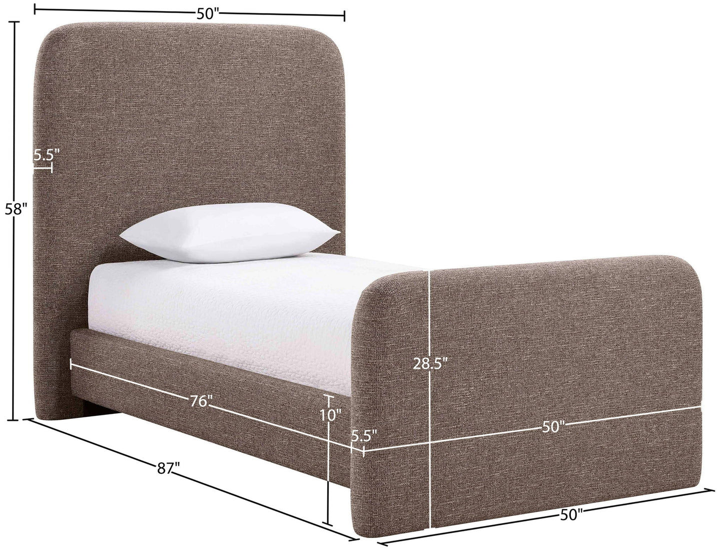 Fira - Linen Textured Fabric Upholstered Bed