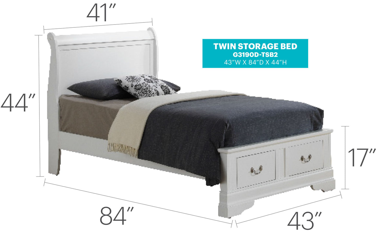 Glory Furniture - Louis Phillipe - Storage Bed