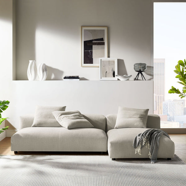 Solace 2-Piece Modular Upholstered Fabric Sectional Sofa With Chaise - Linen