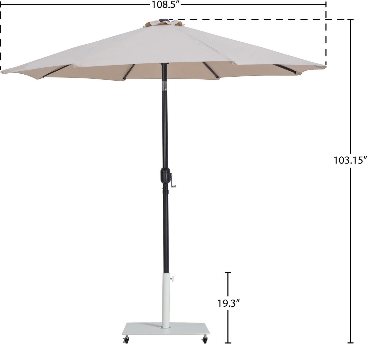 Fiji - Aluminum Patio Umbrella With Square White And Black Base