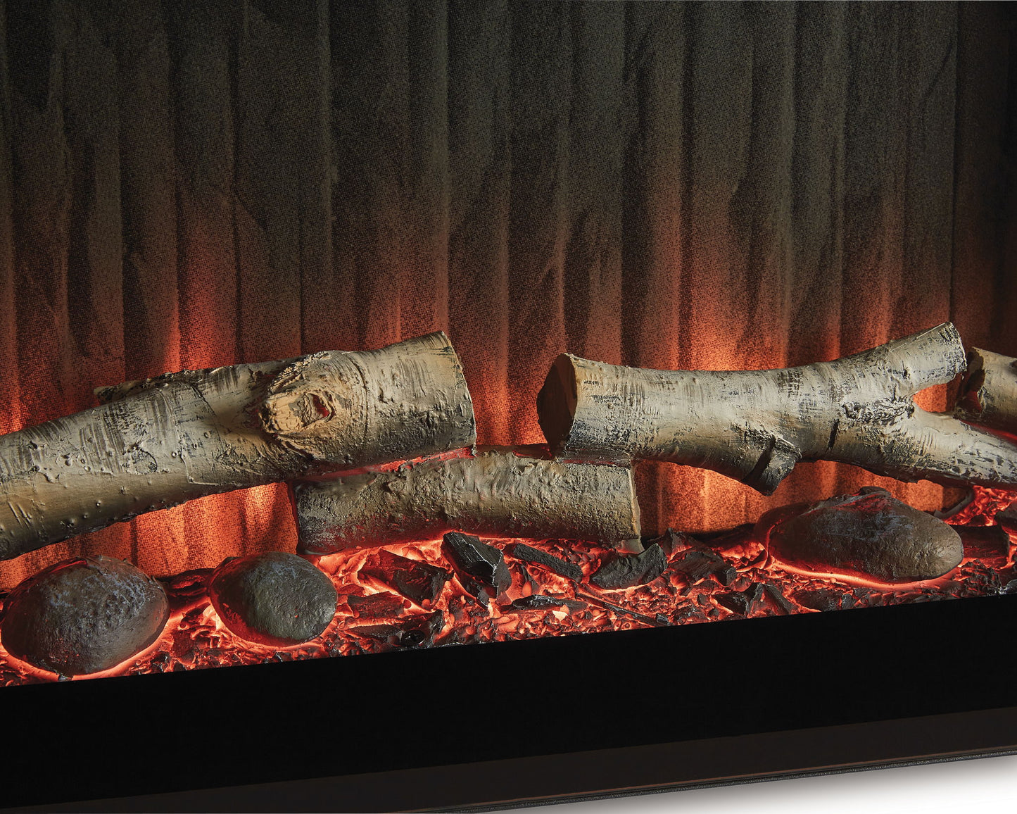 Entertainment Accessories - Fireplace Insert With Faux Birch Log Set - Black