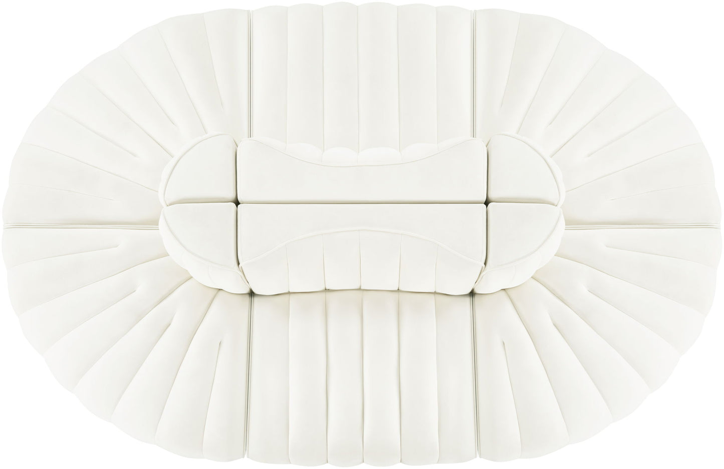 Rummi - Oval Velvet Performance Fabric Upholstered 6 Piece Modular Sectional