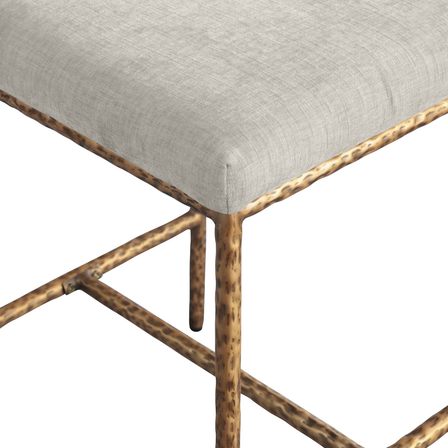 Reeves - Chenille Fabric Upholstered Counter Stool (Set of 2) - Gold Base