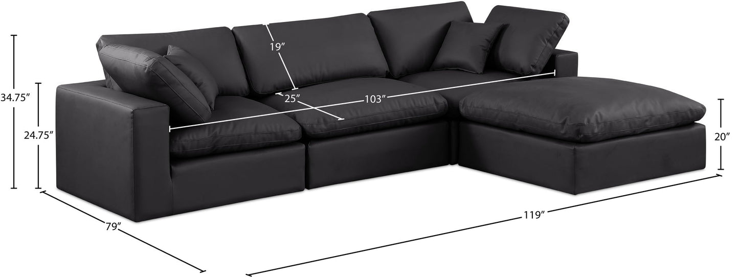 Comfy - 4 Piece Faux Leather Modular Sectional With Chaise