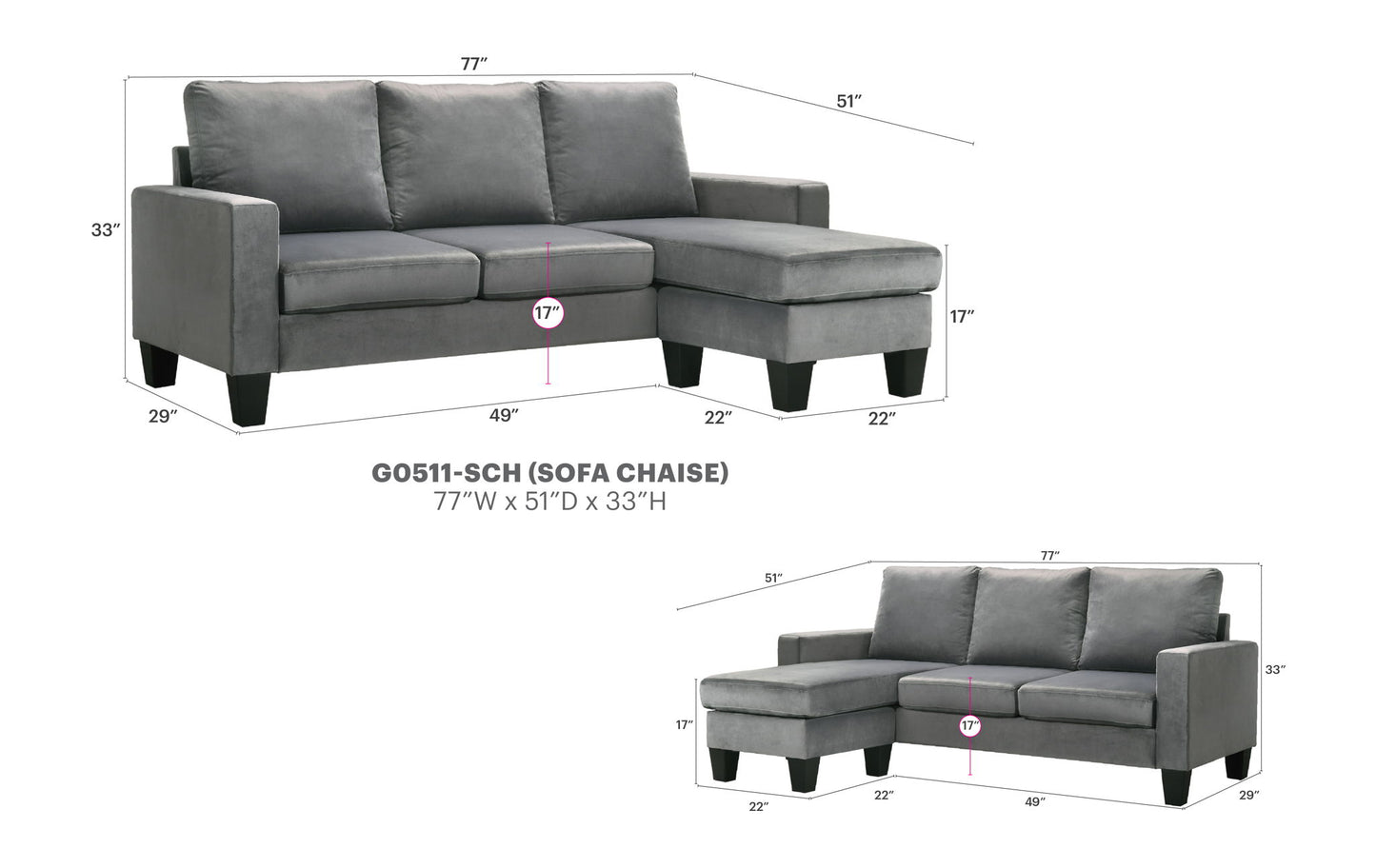 Glory Furniture - Jessica - Sofa Chaise