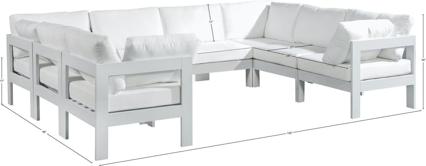 Nizuc - Outdoor Patio 8 Piece Modular Sectional With White Frame