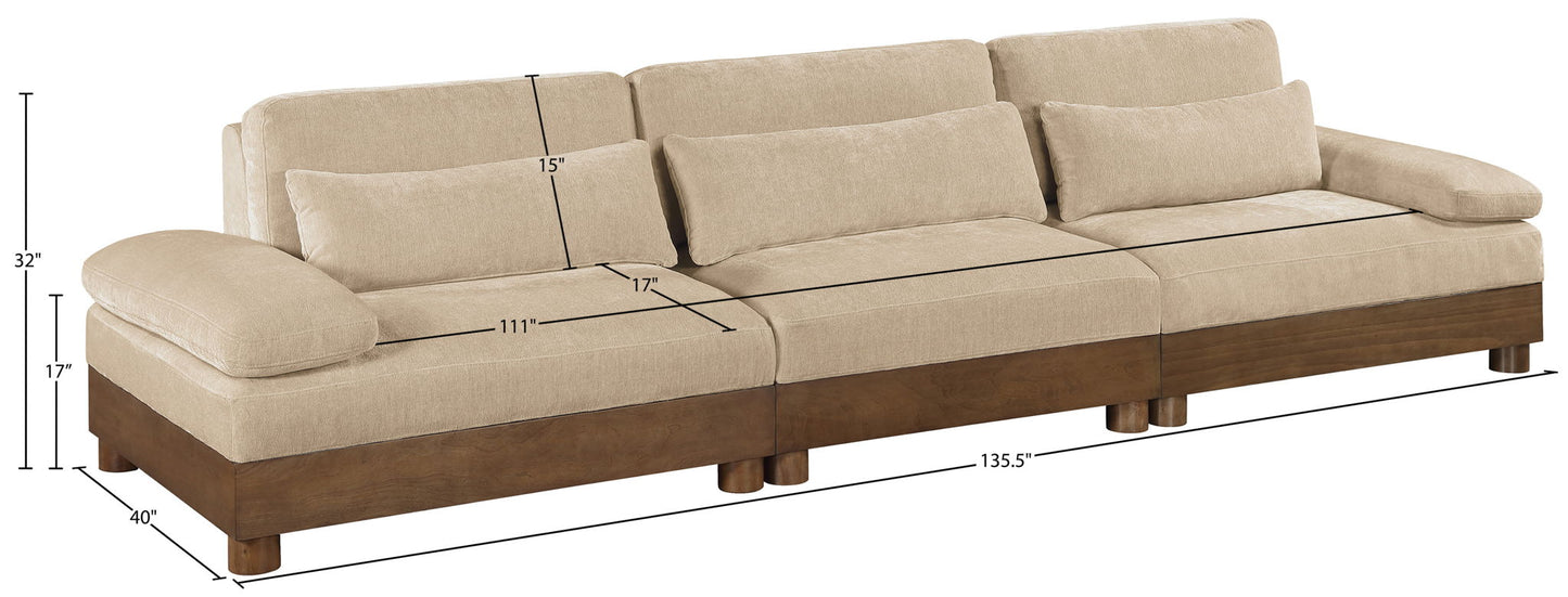 Turin - Chenille Fabric Upholstered Modular Sectional - Beige