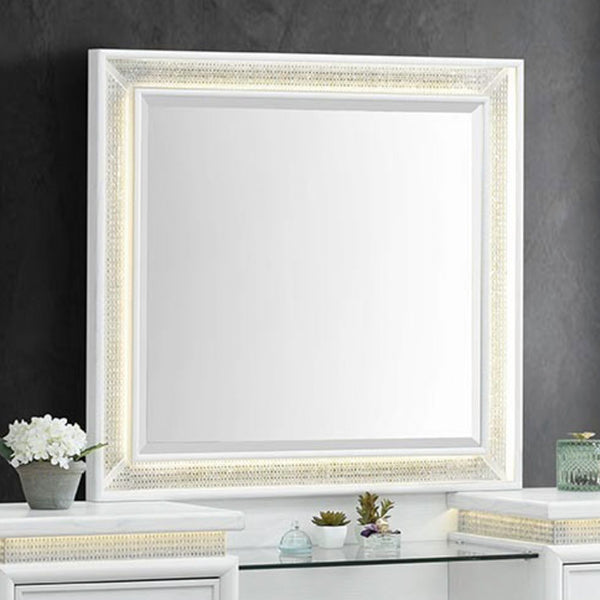 Reflections - Vanity Mirror - Pearl White & Rhinestone