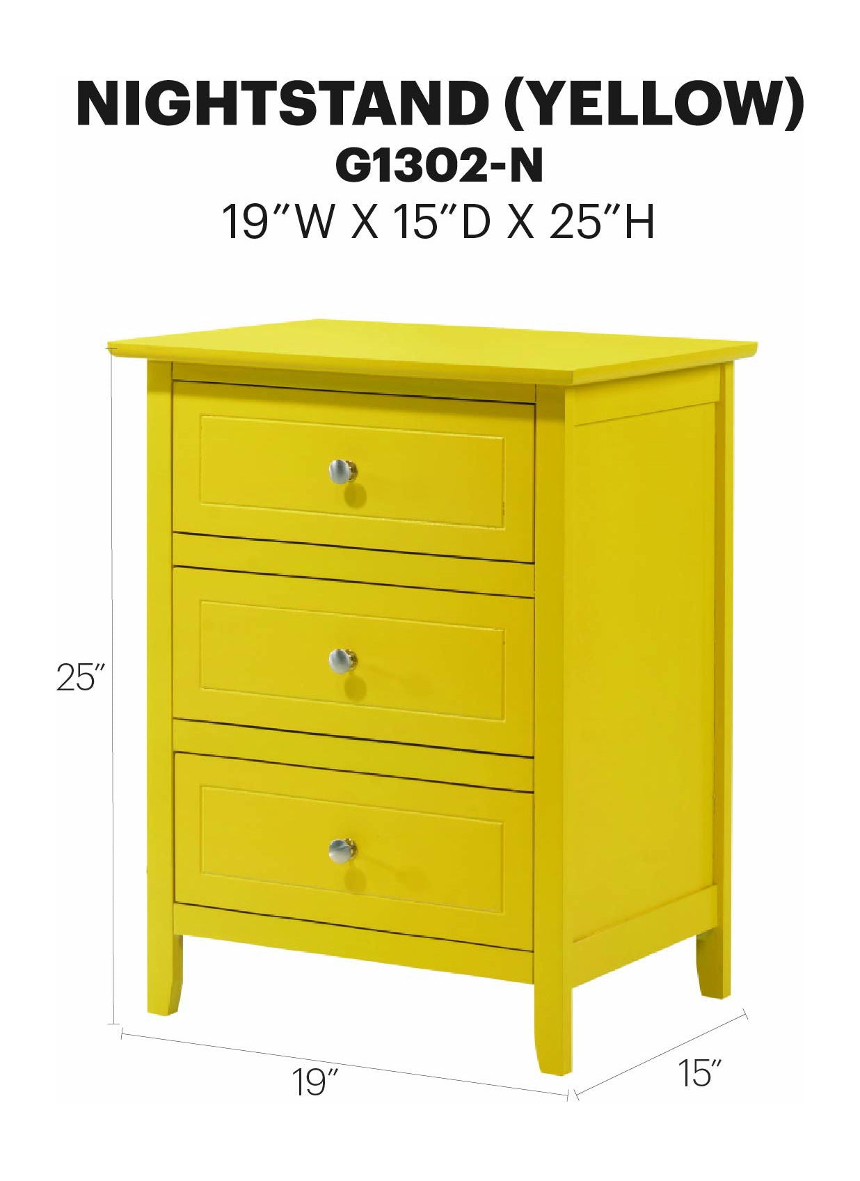 Glory Furniture - Daniel - 3 Drawer Nightstand