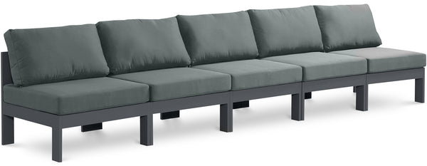 Nizuc - Outdoor Patio 5 Seat Modular Armless Sofa With Gray Frame