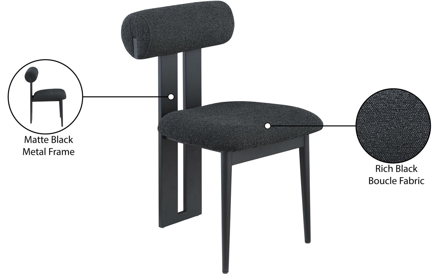 Dario - Boucle Dining Chair With Black Frame (Set of 2)
