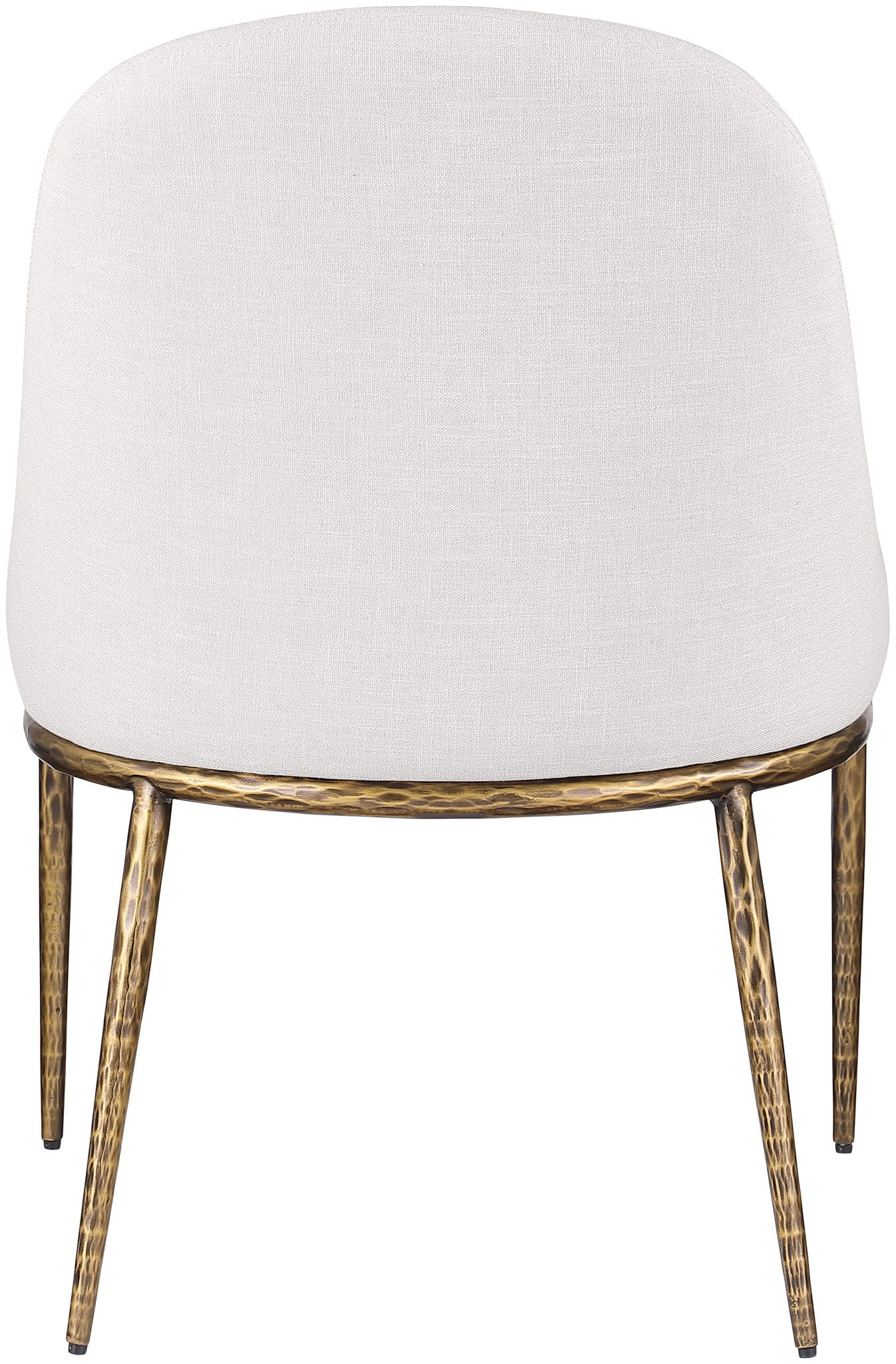 Ferro - Linen Textured Performance Fabric Upholstered Dining Side Chair - Cream / Brushed Gold