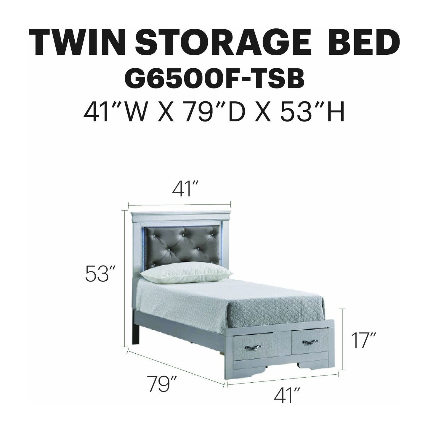 Glory Furniture - Lorana - Storage Bed With LED