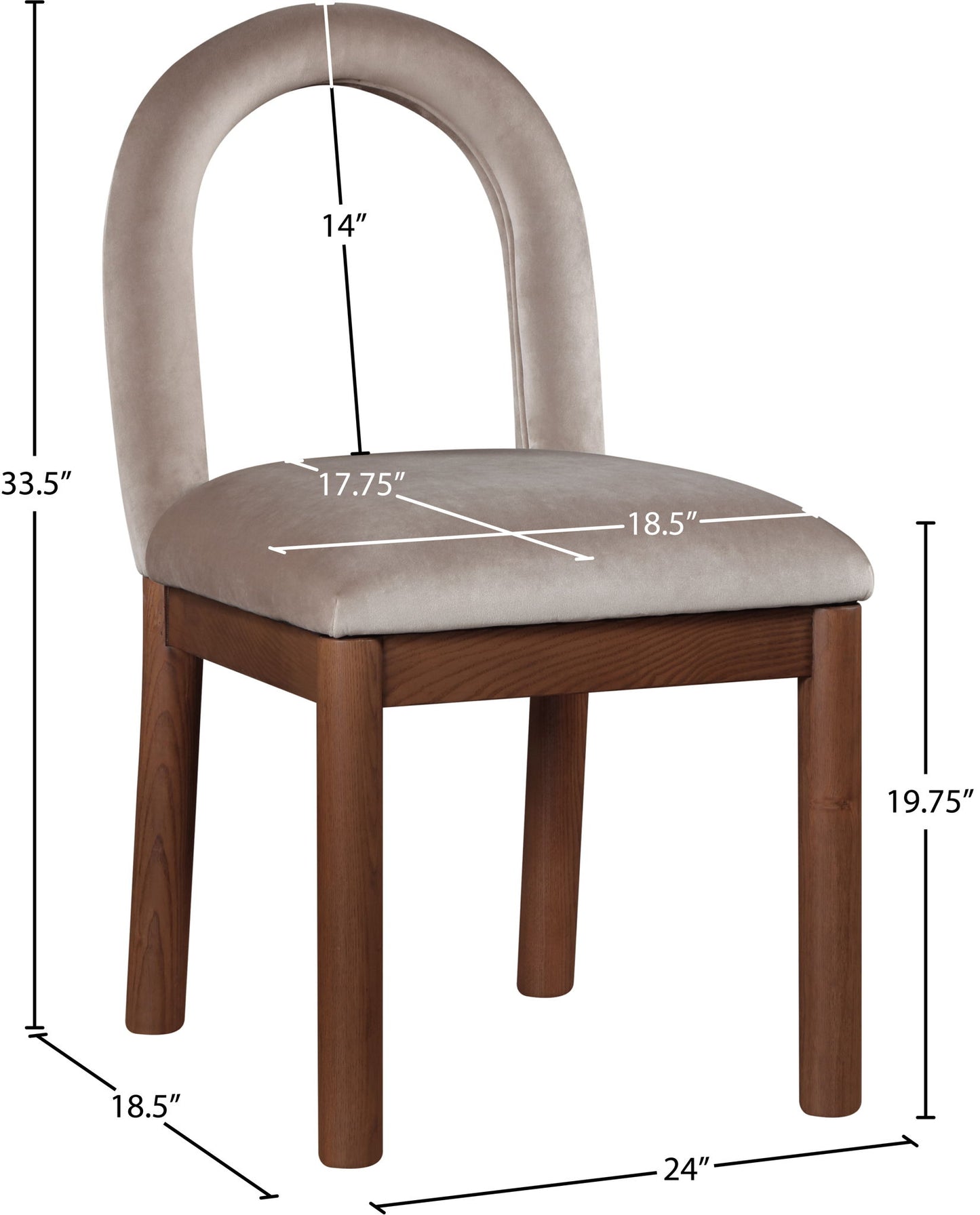 Conrad - Velvet Dining Chair With Brown Legs