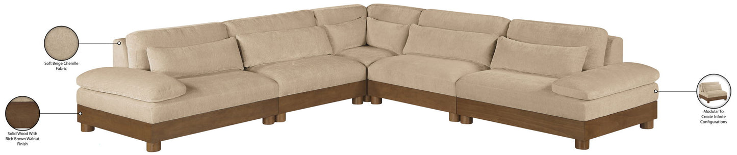 Turin - Chenille Fabric Upholstered Modular Sectional - Beige