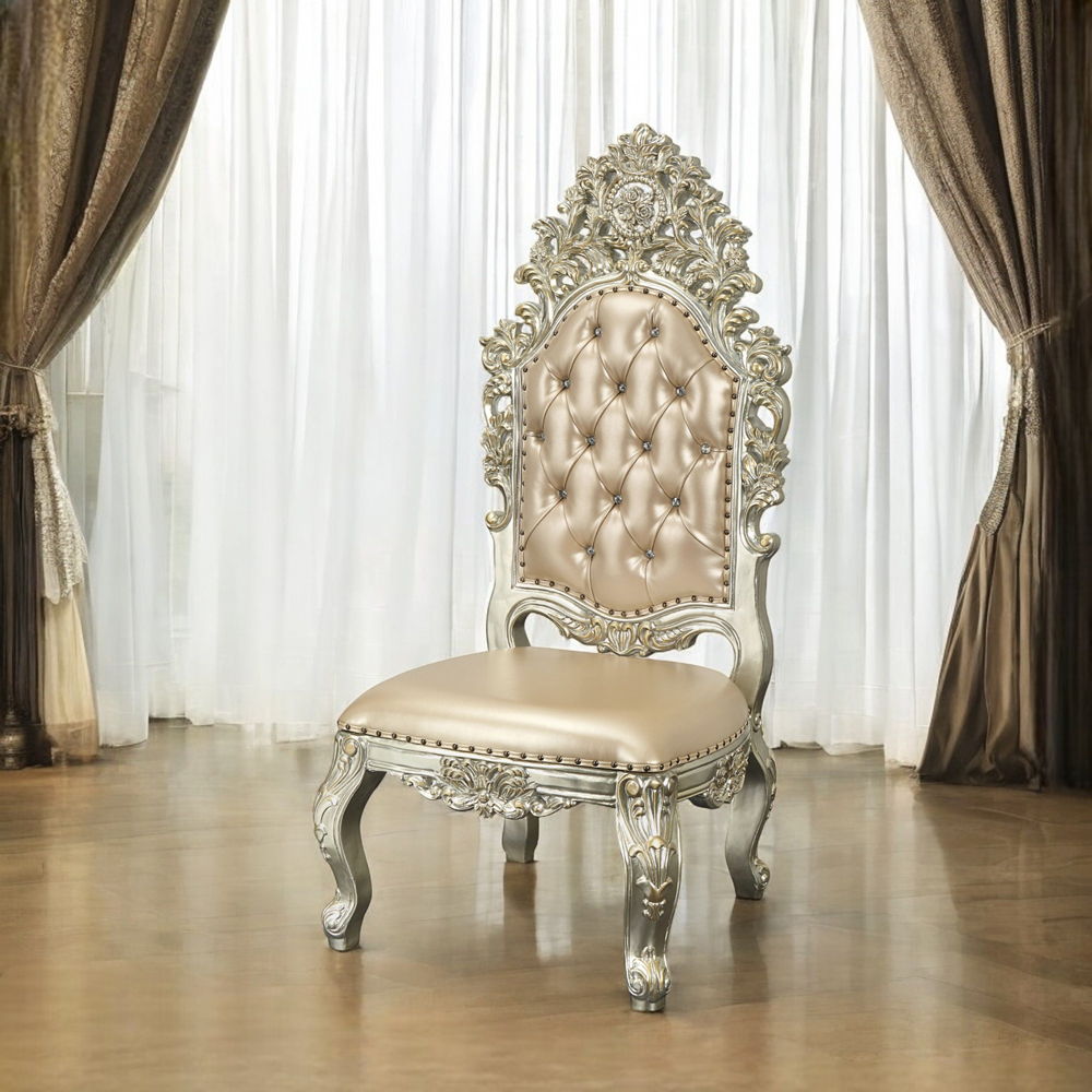 Sorina - Side Chair (Set of 2) - Synthetic Leather & Antique Gold