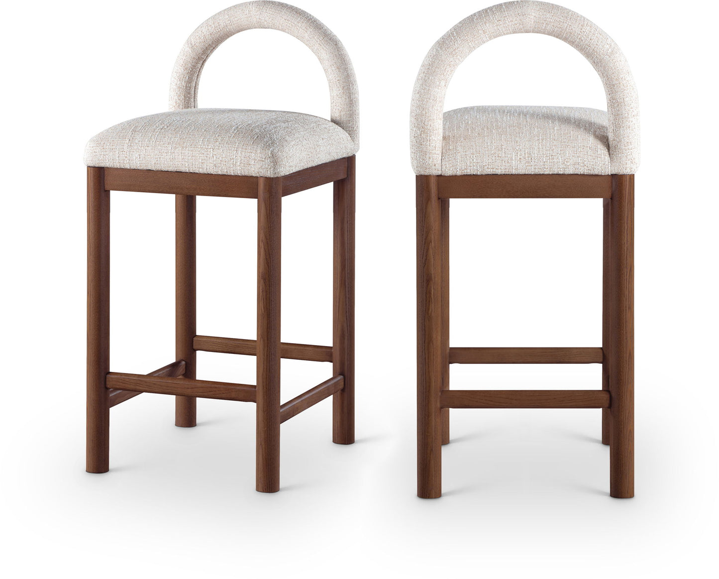 Conrad - Linen Counter Stool With Brown Legs