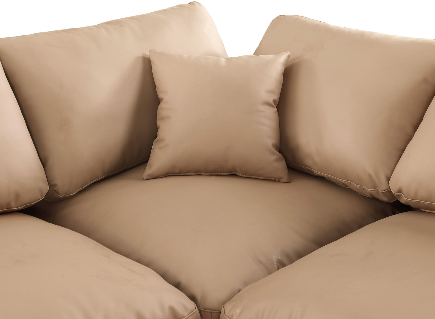 Comfy - 7 Piece Faux Leather Modular Armless Sectional - Tan