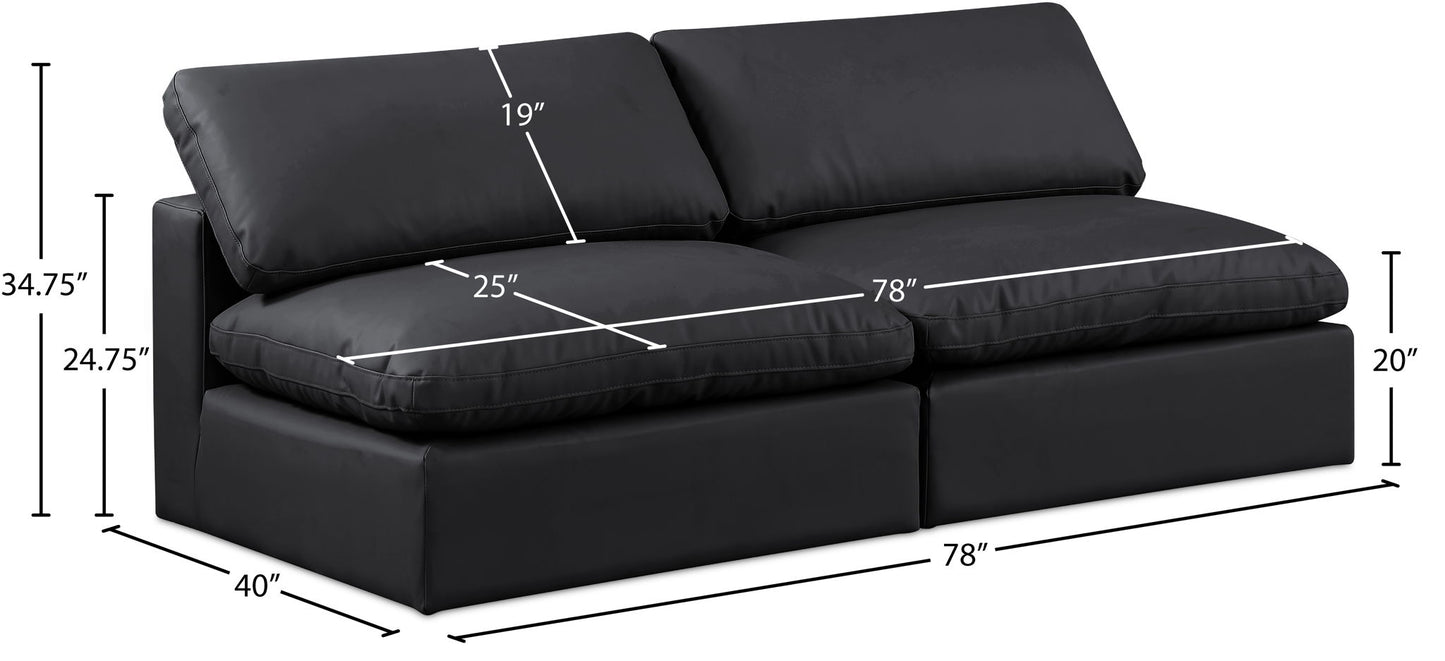 Comfy - Faux Leather Modular Armless Sofa 2 Seats