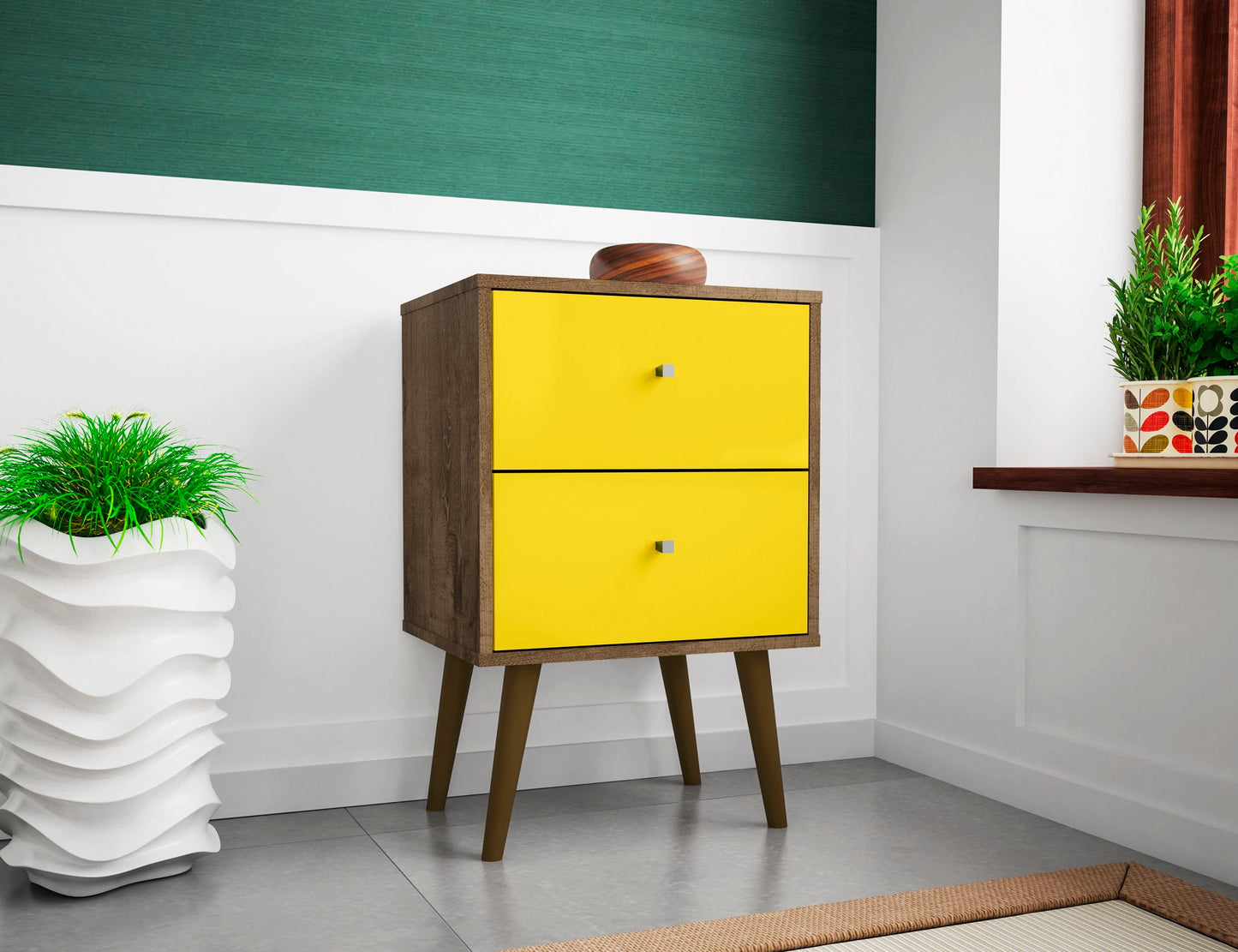 Manhattan Liberty - Nightstand With Rustic Brown Frame