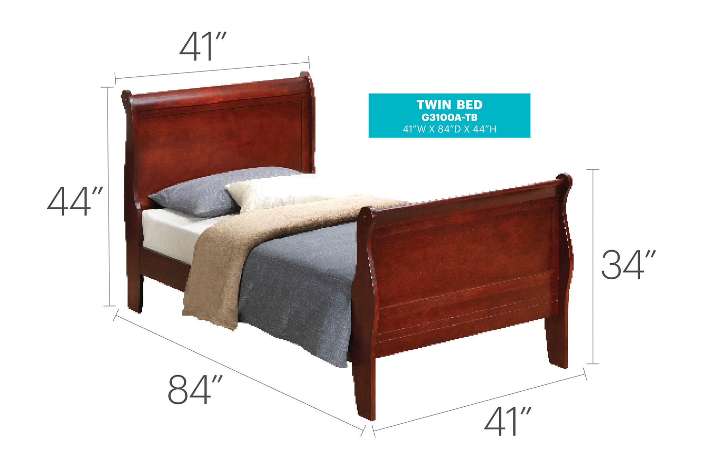 Glory Furniture - Louis Phillipe - Sleigh Bed