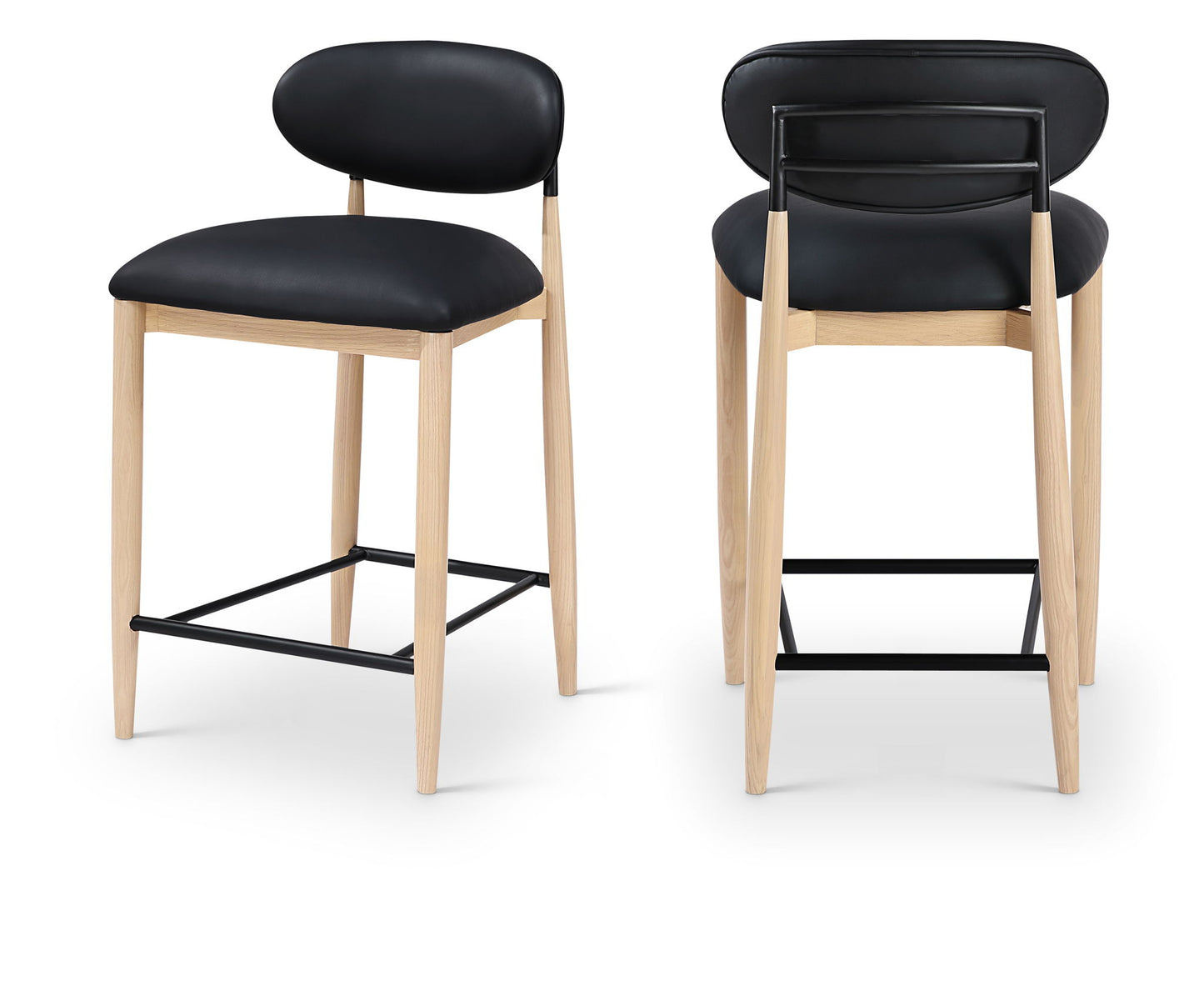 Riccio - Stool - Natural And Black Frame