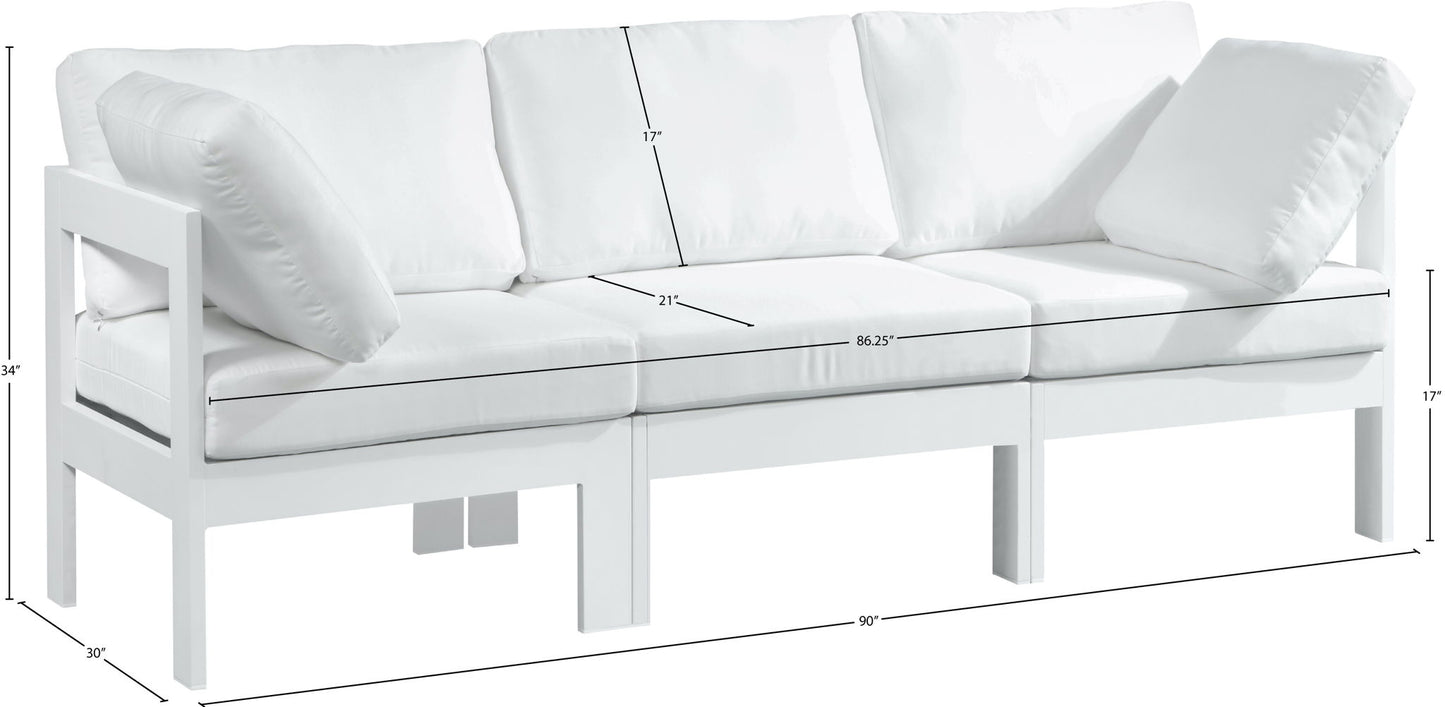 Nizuc - Outdoor Patio 3 Seat Modular Sofa With White Frame