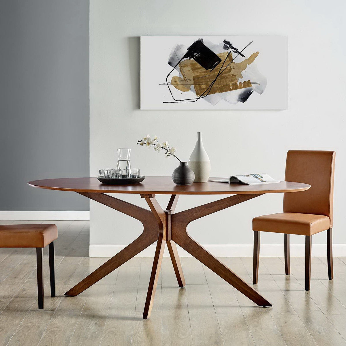 Crossroads Wood Dining Table - 71" Oval, Walnut