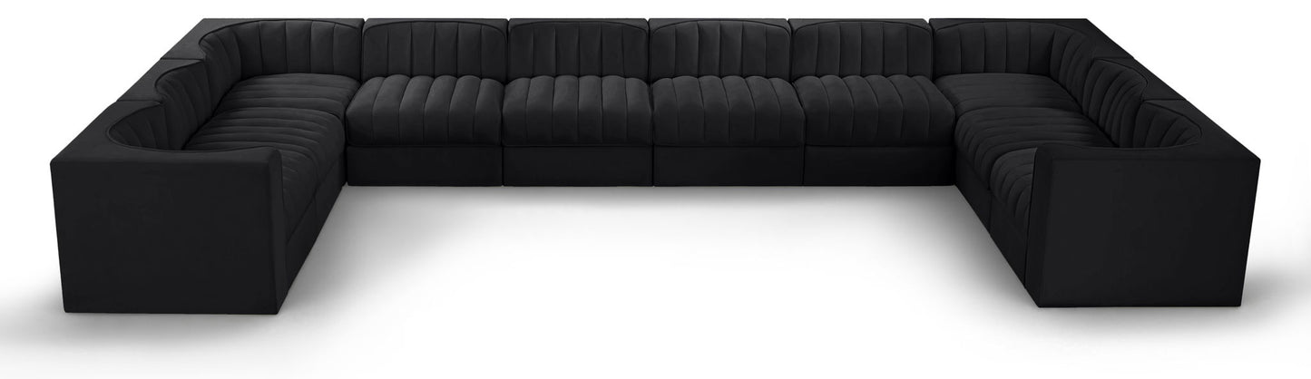 Rummi - Velvet Performance Fabric Upholstered 10 Piece Modular Sectional