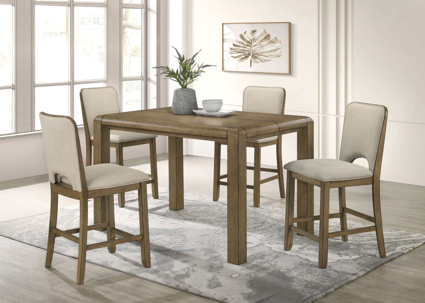 Cockrell - Counter Height Table ( With 18"Leaf) - Light Brown