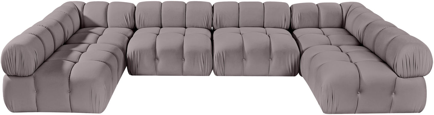 Orin - U-Shaped Velvet 6 Piece Modular Sectional