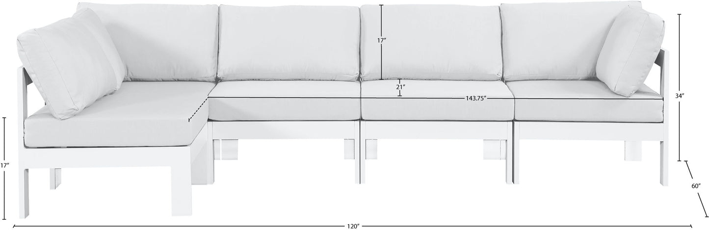 Nizuc - Outdoor Patio 5 Piece Modular Sectional With White Frame